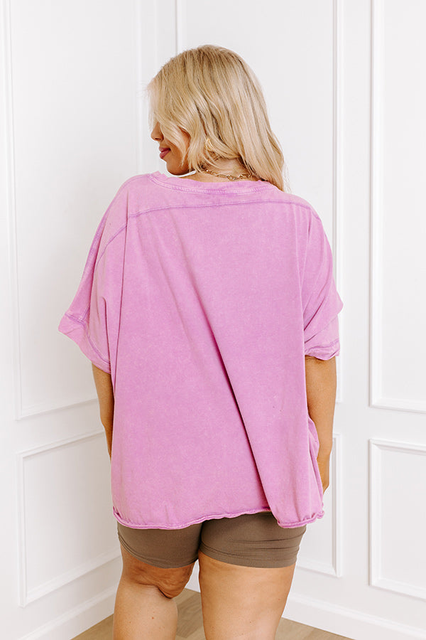 Effortless Vibes Mineral Wash Oversized Tee in Violet Curves Image - 2