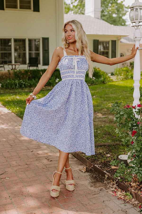 Garden Gorgeous Jacquard Midi in Blue Image - 1