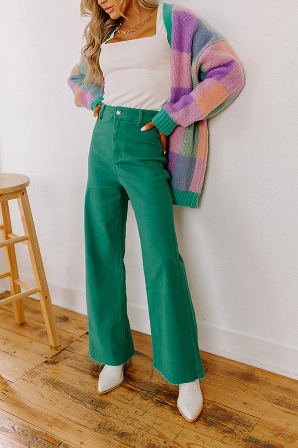 The Adriana High Waist Wide Leg Jean in Emerald Image - 2
