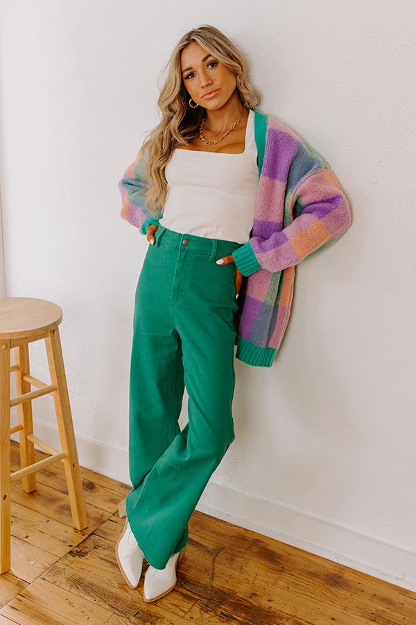 The Adriana High Waist Wide Leg Jean in Emerald Image - 1