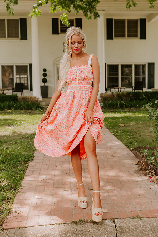 Garden Gorgeous Jacquard Midi in Peach Image - 5