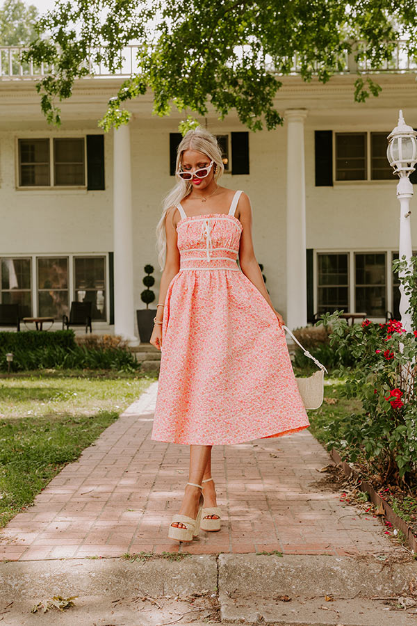 Garden Gorgeous Jacquard Midi in Peach Image - 2