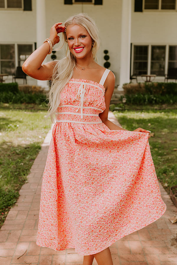 Garden Gorgeous Jacquard Midi in Peach Image - 4