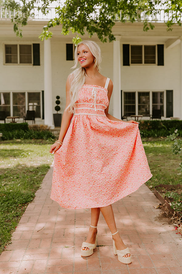 Garden Gorgeous Jacquard Midi in Peach Image - 1