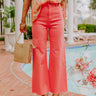 The Adriana High Waist Wide Leg Jean in Coral Pink Image - 1