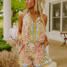 Santorini Daydream Linen-Blend Tank in Pink Image - 1