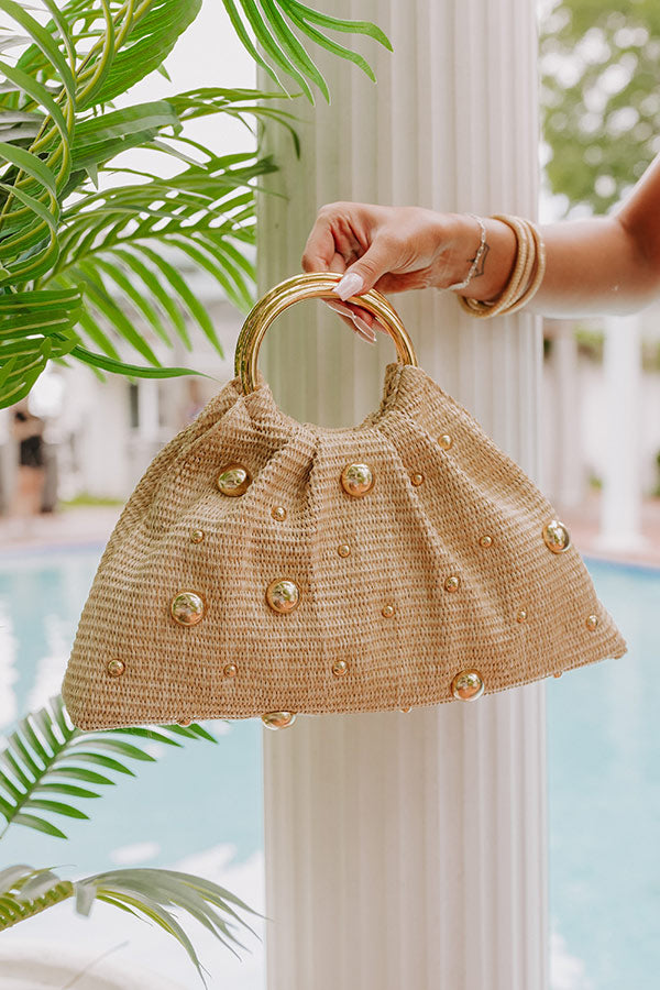 Harper Woven Studded Purse in Natural Image - 1