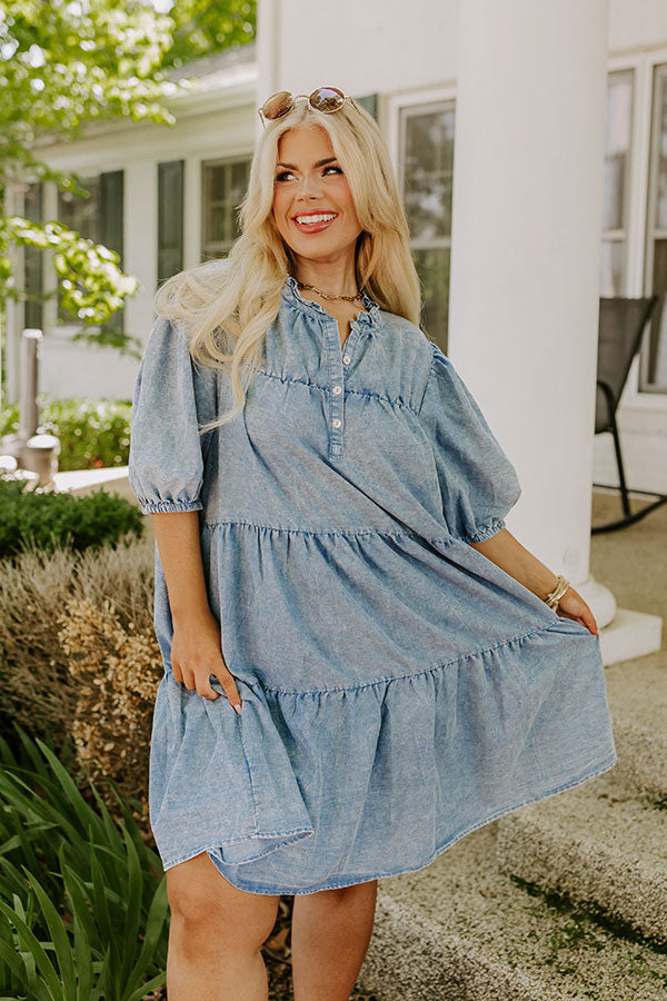 Downtown Daze Chambray Mini Dress Curves Image - 2