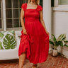 Napa Valley Retreat Smocked Midi In Red Curves Image - 1
