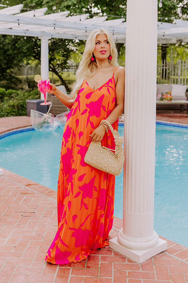 Vibrant Moment Floral Maxi Dress in Tangerine Image - 2
