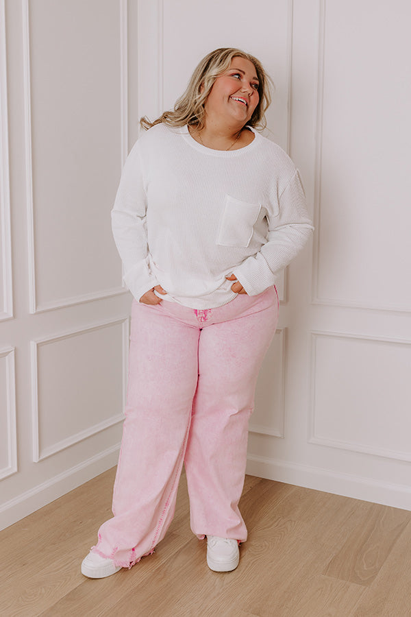 RISEN Emilia High Waist Acid Wash Wide Leg Jean Curves Image - 1