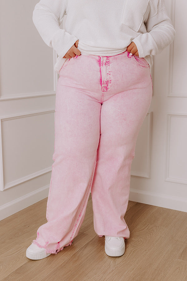 RISEN Emilia High Waist Acid Wash Wide Leg Jean Curves Image - 2