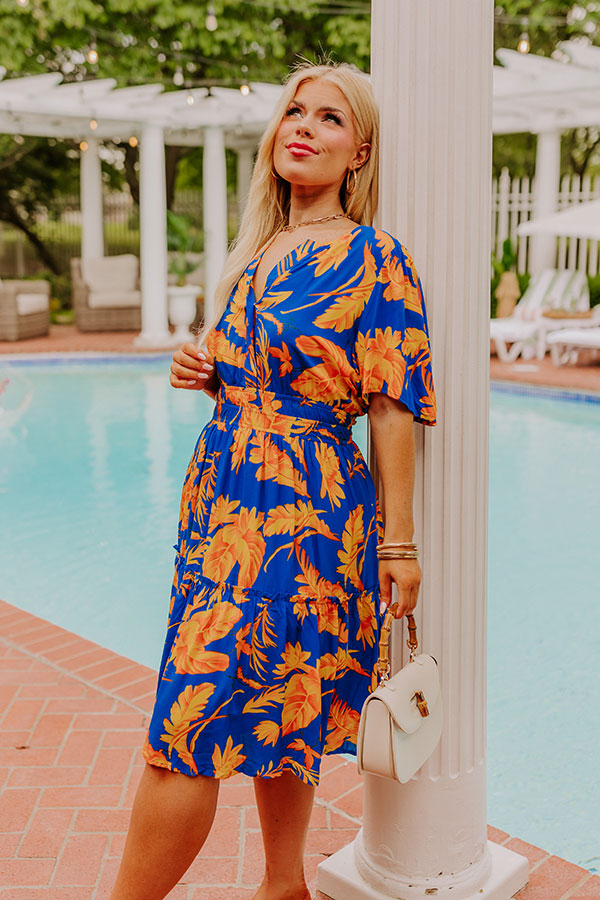 Cruise Trip Ready Floral Mini Dress in Royal Blue Curves Image - 2
