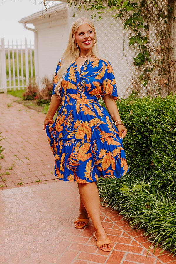 Cruise Trip Ready Floral Mini Dress in Royal Blue Curves Image - 1