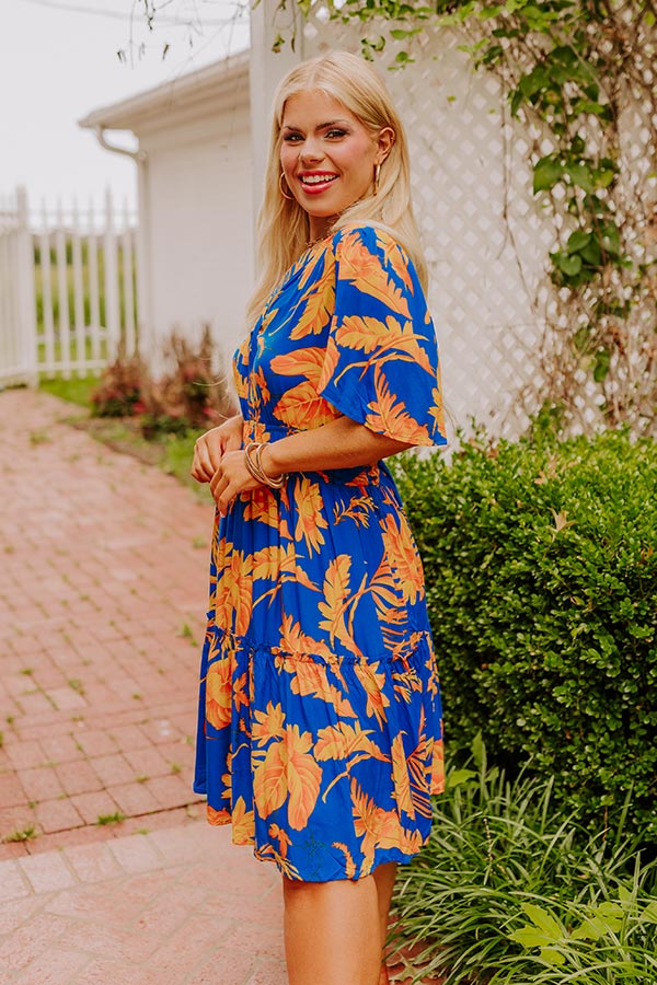 Cruise Trip Ready Floral Mini Dress in Royal Blue Curves Image - 3