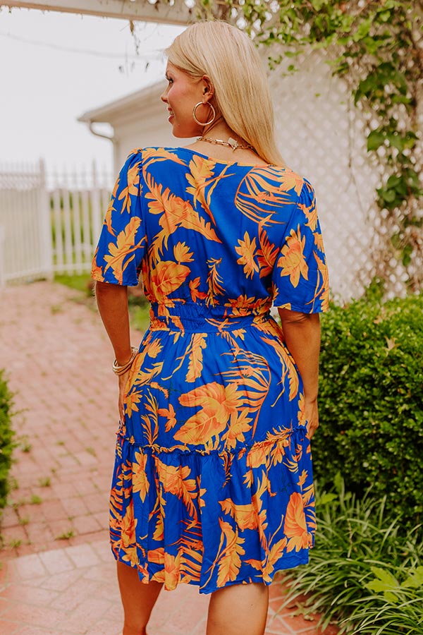 Cruise Trip Ready Floral Mini Dress in Royal Blue Curves Image - 4