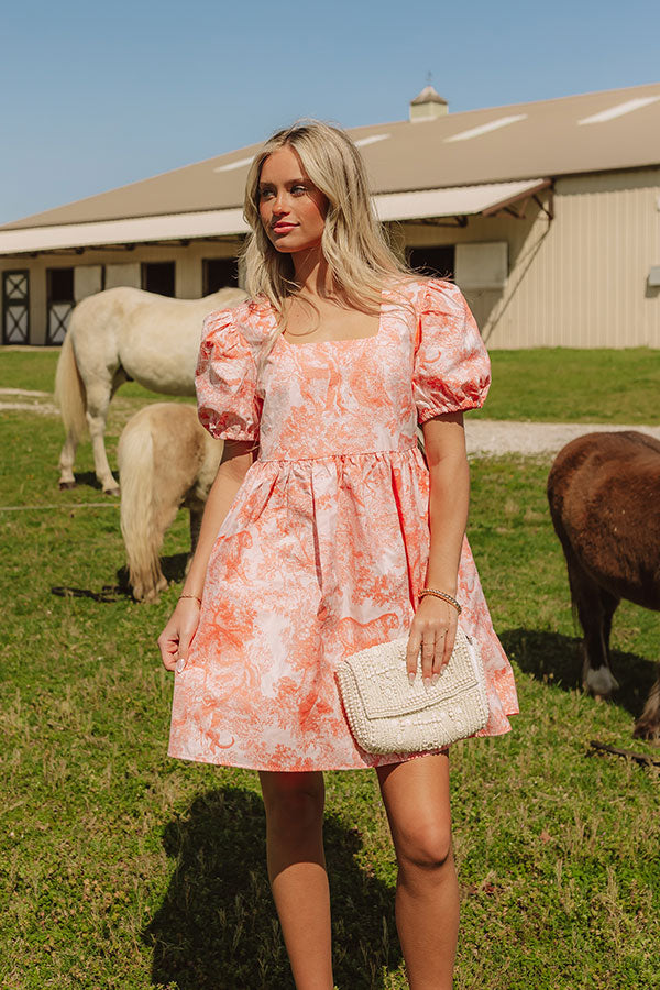 Cheerful Charm Jacquard Mini Dress in Coral Image - 1