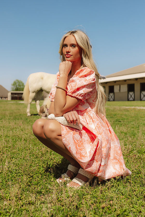 Cheerful Charm Jacquard Mini Dress in Coral Image - 2