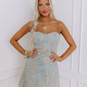 Golden Glow Jacquard Floral Mini Dress Image - 1