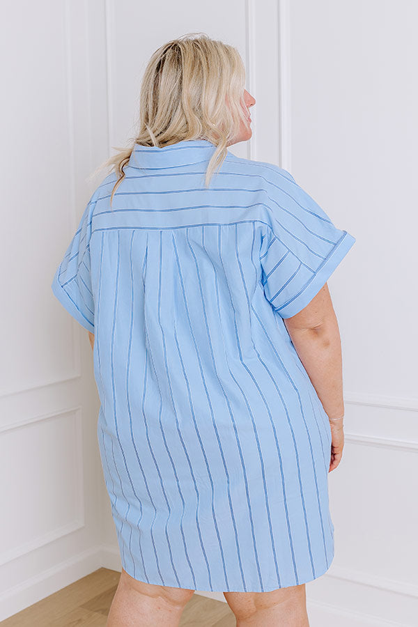Yacht Club Stripe Mini Dress in Sky Blue Curves Image - 5