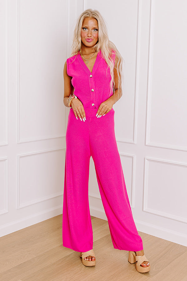 Uptown Brunch High Waist Knit Pants in Hot Pink Image - 1