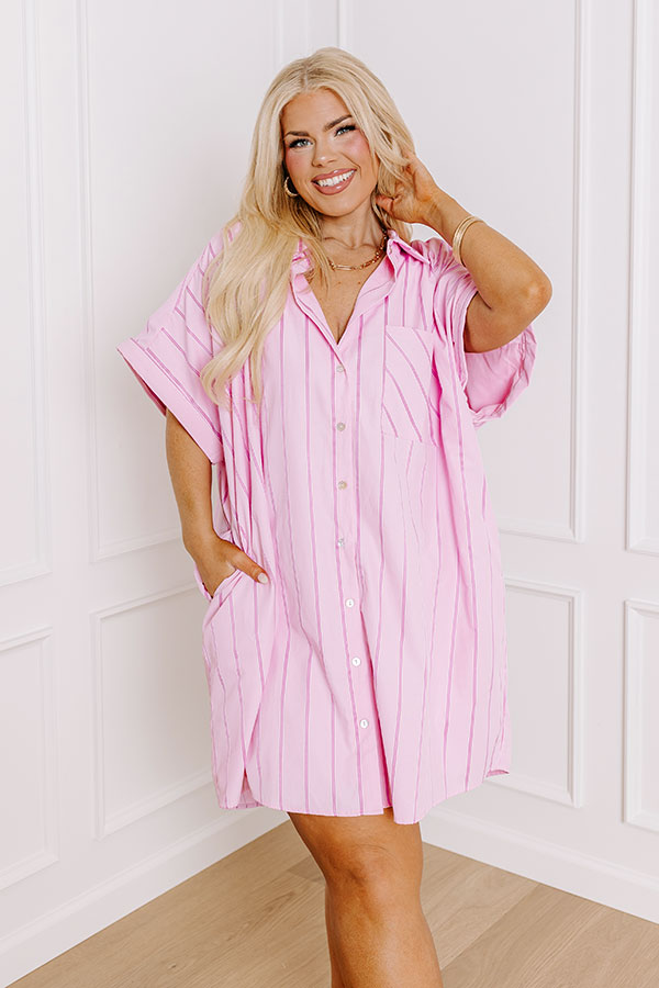Yacht Club Stripe Mini Dress in Pink Curves Image - 1