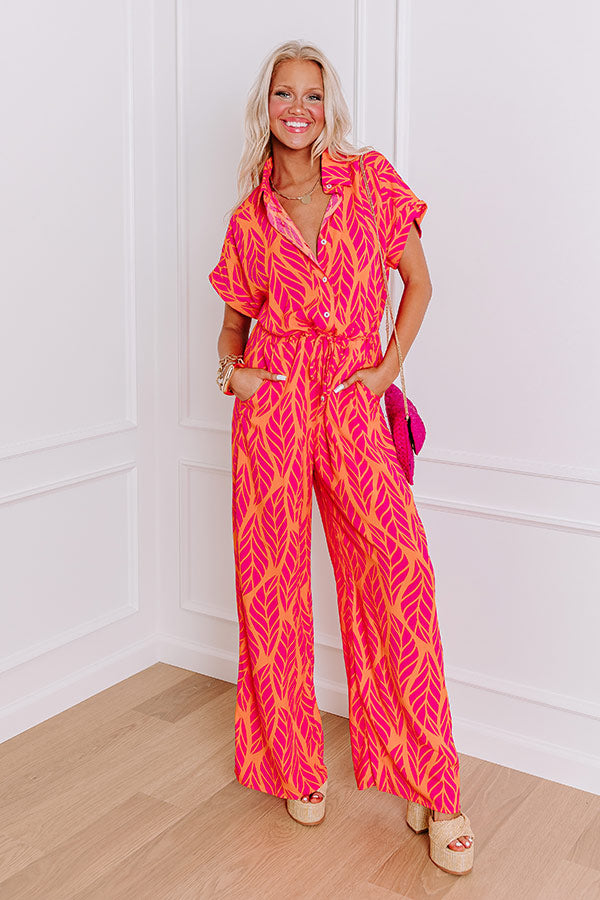 Set For Vacay Jumpsuit in Hot Pink Image - 1