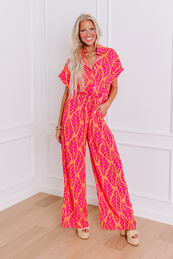 Set For Vacay Jumpsuit in Hot Pink Image - 5