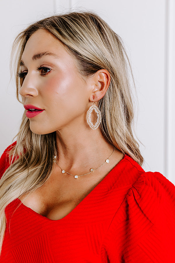Show Stopper Beaded Earrings in Ivory Image - 2