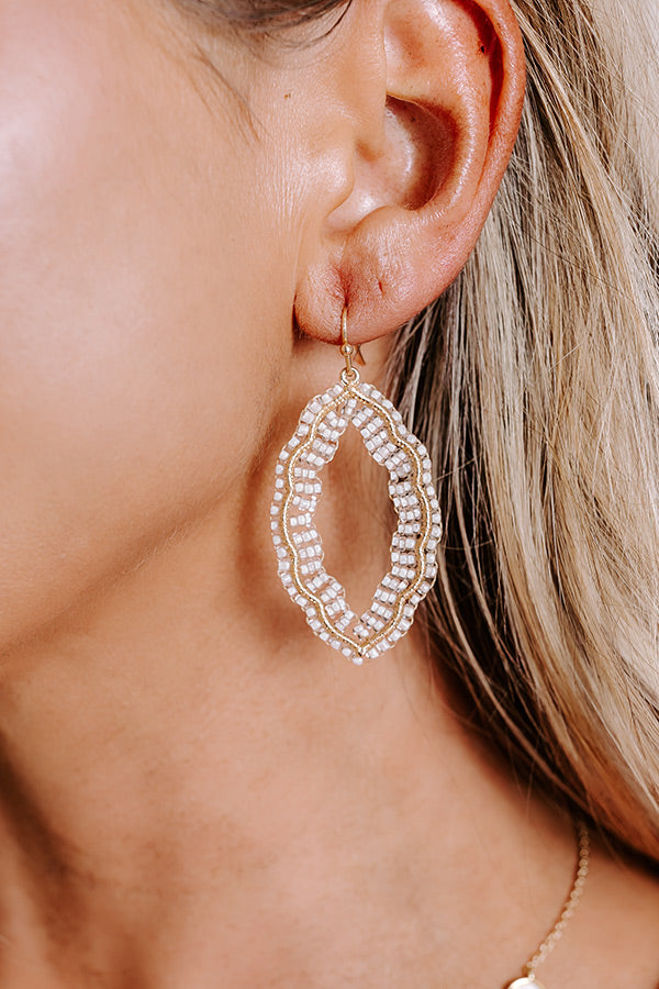 Show Stopper Beaded Earrings in Ivory Image - 3