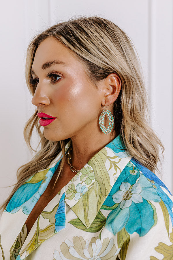 Show Stopper Beaded Earrings in Mint Image - 2