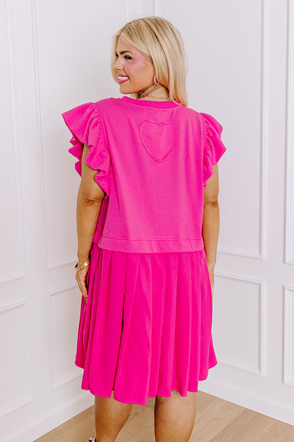 Country Club Meet Up Mini Dress in Hot Pink Curves Image - 4