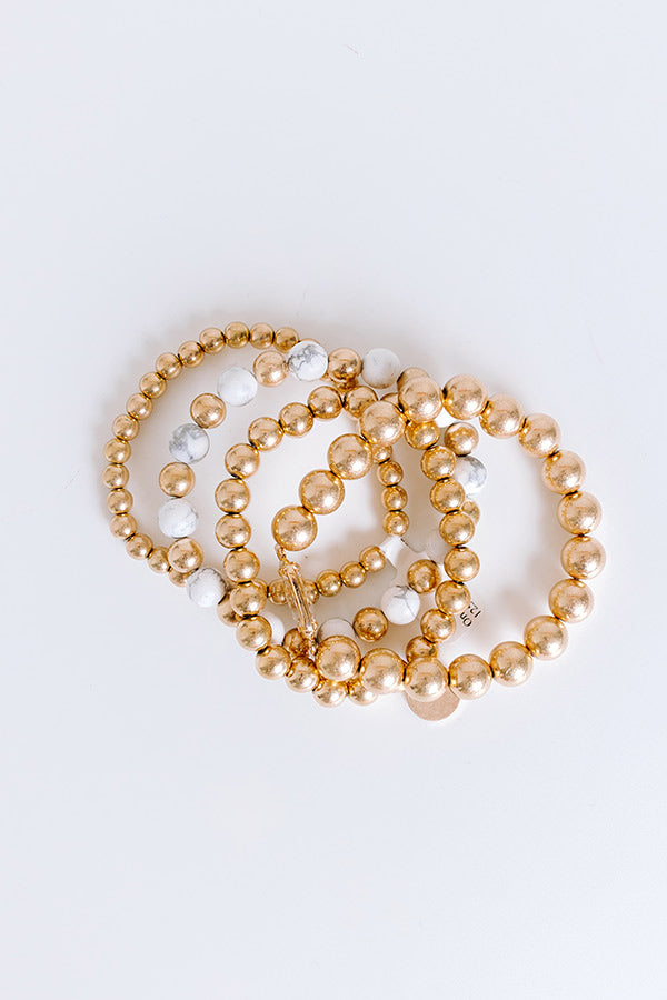All The Glam Stretch Bracelet Set in White