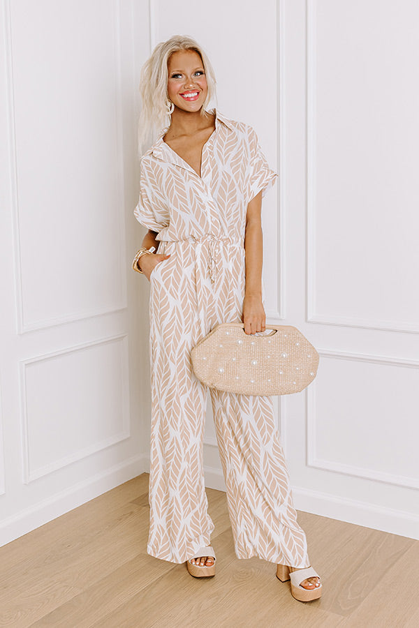 Set For Vacay Jumpsuit in Iced Latte Image - 1