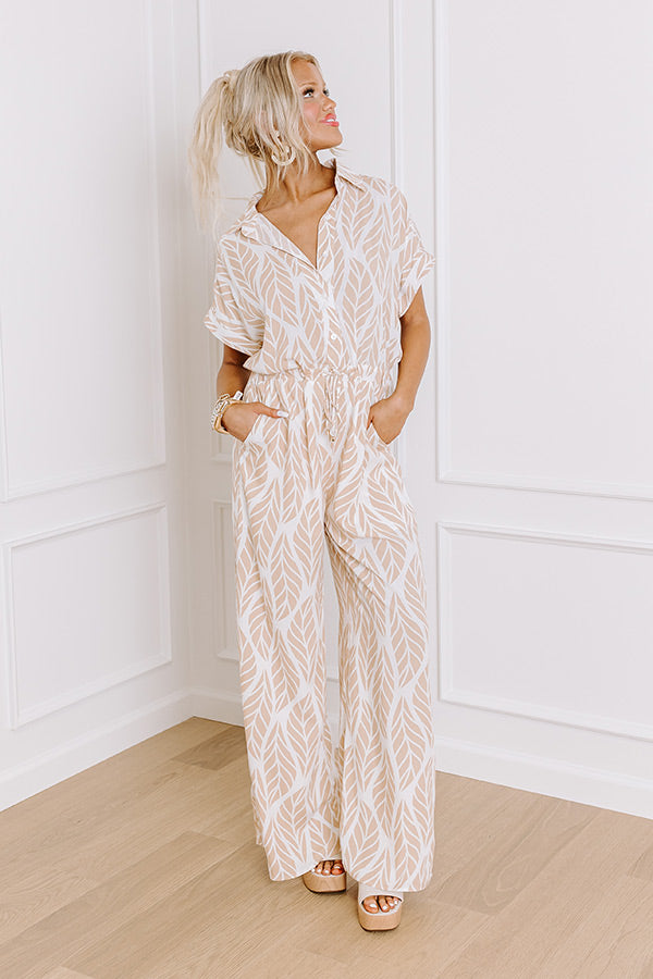 Set For Vacay Jumpsuit in Iced Latte Image - 2