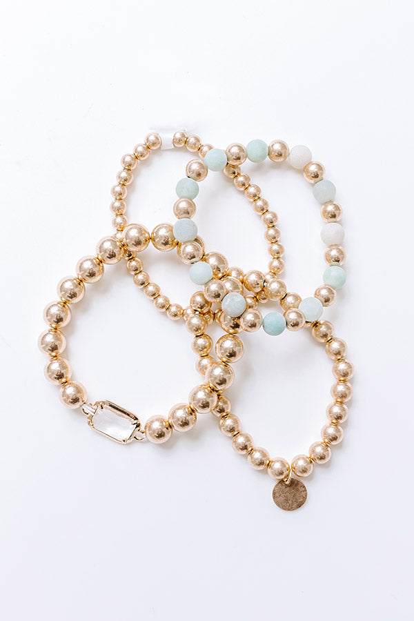 All The Glam Stretch Bracelet Set in Sage Image - 1
