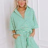 Yacht Club Cutie Stripe Romper in Green Image - 1