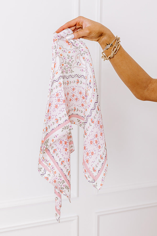 Garden Picnic Satin Scarf in Pink