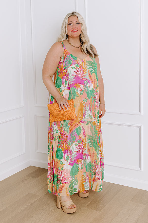 Tropical Cabana Chiffon Maxi Dress Curves Image - 4