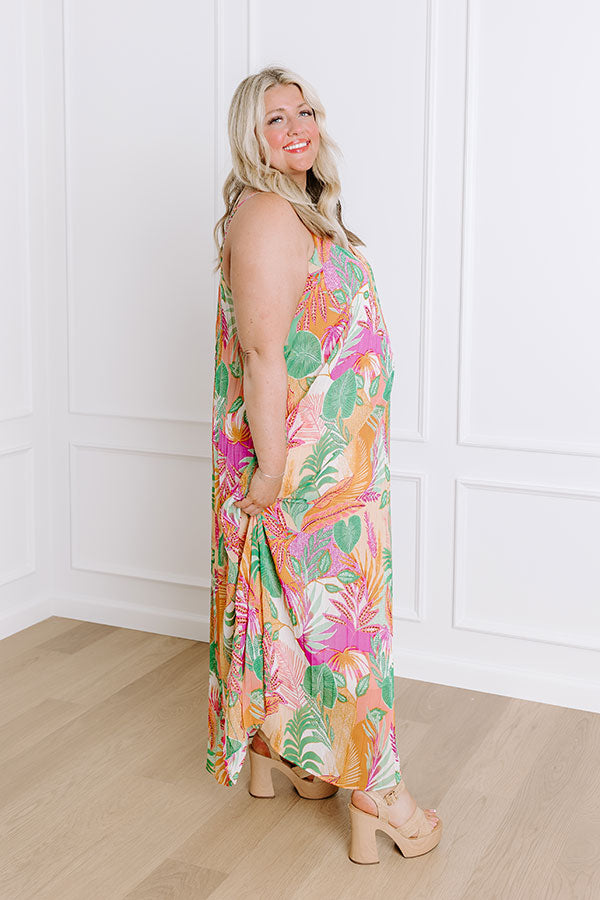 Tropical Cabana Chiffon Maxi Dress Curves Image - 5