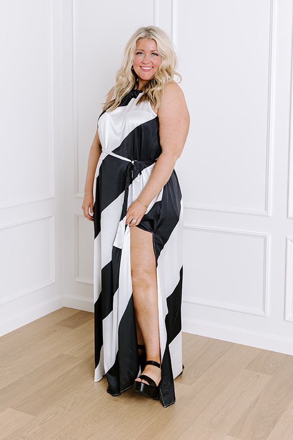 Luxe Lines Satin Maxi Dress Curves Image - 5