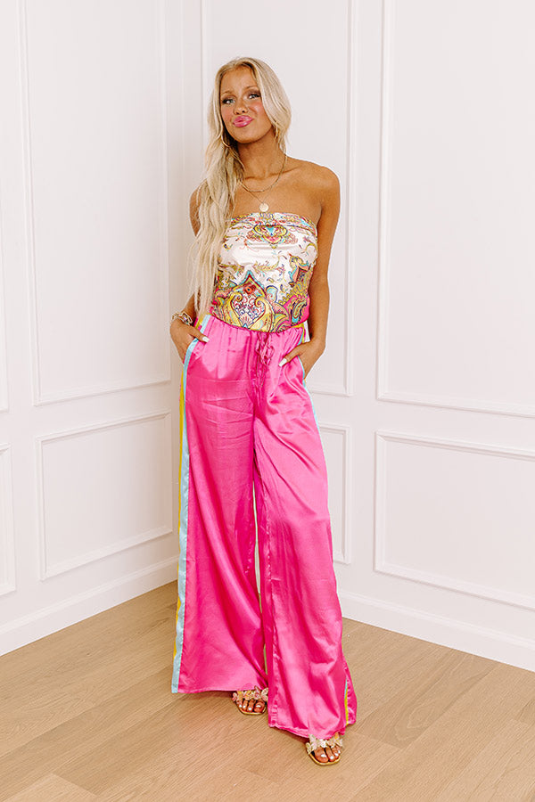 Glamour Girl High Waist Satin Wide Leg Pants Image - 2