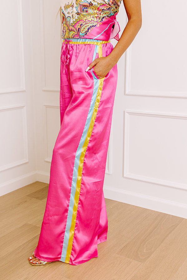 Glamour Girl High Waist Satin Wide Leg Pants Image - 4