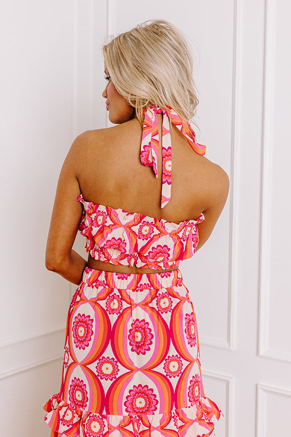 Island Oasis Floral Crop Top in Pink Image - 3