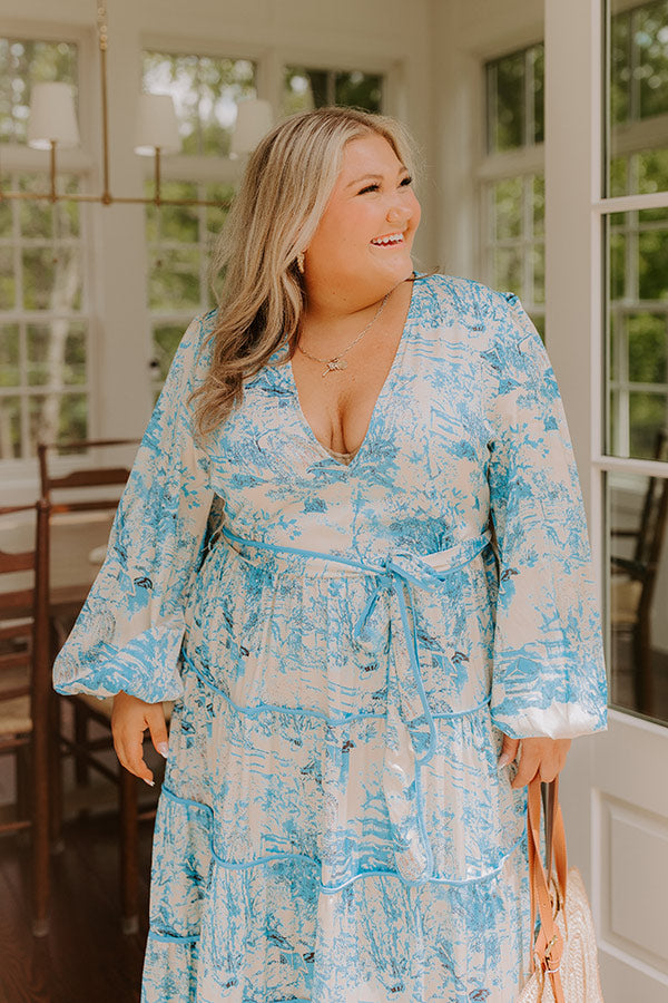 Chateau Chic Tiered Maxi Dress in Sky Blue Curves Image - 2