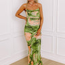 Sunset Sangria Satin Maxi Dress in Olive Image - 1
