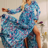 Colorburst Couture Paisley Pleated Maxi Dress in Sky Blue Image - 1