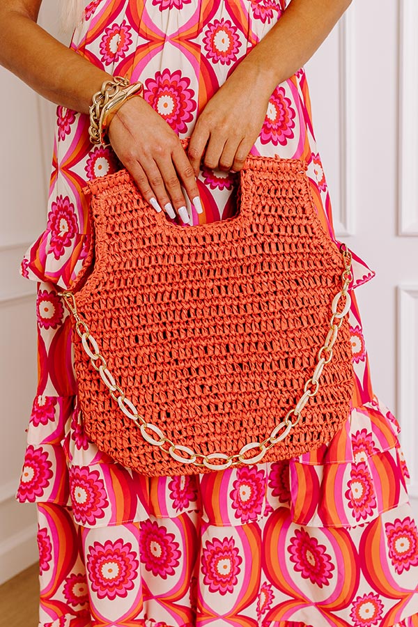 Sunny Day Stroll Woven Tote in Tangerine