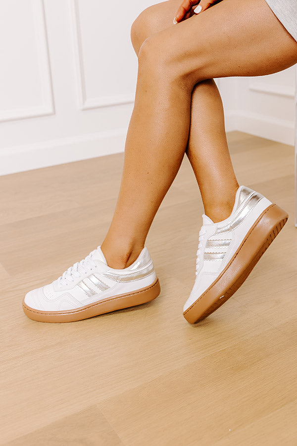 The Kimberly Faux Leather Sneaker in Silver Image - 2