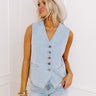 Sent To London Denim Vest Top in Light Wash Image - 1